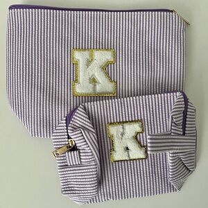 New Striped Purple Accessory Pouch Set